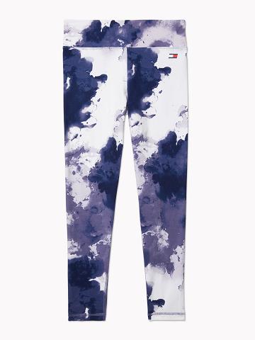 Női Tommy Hilfiger Essential Watercolor Print Legging Kék | HU 224VRW